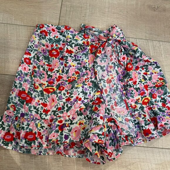 Lulus Floral Print Ruffle Tie-Waist Womens Shorts Skort S - Picture 1 of 8
